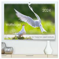 Wattvögel an der Friesischen IJsselmeerküste (hochwertiger Premium Wandkalender 2024 DIN A2 quer), Kunstdruck in Hochglanz