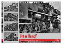 Unter Dampf - Eisenbahnromantik in schwarz-weiß (Wandkalender 2024 DIN A4 quer), CALVENDO Monatskalender