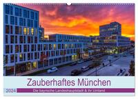 Bezauberndes München - Die bayrische Landeshauptstadt und ihr Umland. (Wandkalender 2024 DIN A2 quer), CALVENDO Monatskalender