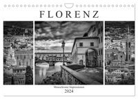 FLORENZ Monochrome Impressionen (Wandkalender 2024 DIN A4 quer), CALVENDO Monatskalender
