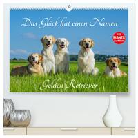 Das Glück hat einen Namen - Golden Retriever (hochwertiger Premium Wandkalender 2024 DIN A2 quer), Kunstdruck in Hochglanz