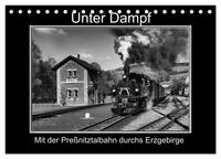 Unter Dampf - Mit der Preßnitztalbahn durchs Erzgebirge (Tischkalender 2024 DIN A5 quer), CALVENDO Monatskalender