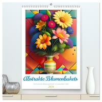 Abstrakte Blumenbukets (hochwertiger Premium Wandkalender 2024 DIN A2 hoch), Kunstdruck in Hochglanz