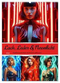 Lack, Leder und Neonlicht - Verführerische Reize der Fetisch-Göttinnen (Wandkalender 2024 DIN A2 hoch), CALVENDO Monatskalender