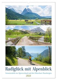 Radlglück mit Alpenblick 2024 (Wandkalender 2024 DIN A2 hoch), CALVENDO Monatskalender