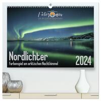 Nordlichter - Farbenspiel am arktischen Nachthimmel (hochwertiger Premium Wandkalender 2024 DIN A2 quer), Kunstdruck in Hochglanz