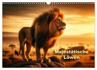 Majestätische Löwen - Die Herrscher der Wildnis (Wandkalender 2024 DIN A3 quer), CALVENDO Monatskalender