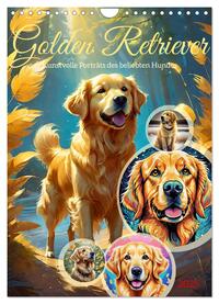 Golden Retriever. Kunstvolle Porträts des beliebten Hundes (Wandkalender 2025 DIN A4 hoch), CALVENDO Monatskalender
