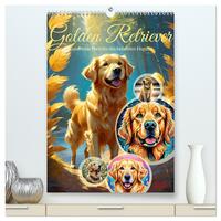 Golden Retriever. Kunstvolle Porträts des beliebten Hundes (hochwertiger Premium Wandkalender 2025 DIN A2 hoch), Kunstdruck in Hochglanz