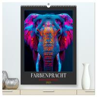 Farbenpracht - Bunte Tierporträts (hochwertiger Premium Wandkalender 2025 DIN A2 hoch), Kunstdruck in Hochglanz