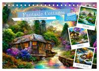 Fantasie Cottages - Ein Jahr durch die Märchenwelt (Tischkalender 2025 DIN A5 quer), CALVENDO Monatskalender
