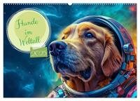 Hunde im Weltall (Wandkalender 2025 DIN A2 quer), CALVENDO Monatskalender