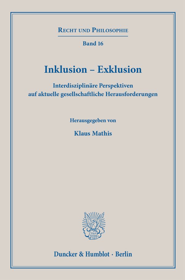 Cover-Abbildung für Inklusion – Exklusion (Softcover/Paperback) (99999---978-3-428-19184-0)