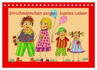 Strichmännchen zeigen buntes Leben (Tischkalender 2025 DIN A5 quer), CALVENDO Monatskalender - Cover
