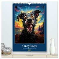 Crazy Dogs Bekannte Hunderassen im Comicstyle (hochwertiger Premium Wandkalender 2025 DIN A2 hoch), Kunstdruck in Hochglanz