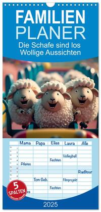 Familienplaner 2025 - Die Schafe sind los Wollige Aussichten mit 5 Spalten (Wandkalender, 21 x 45 cm) CALVENDO