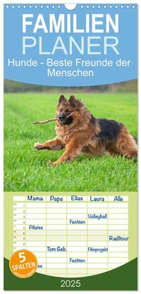 Familienplaner 2025 - Hunde - Beste Freunde der Menschen mit 5 Spalten (Wandkalender, 21 x 45 cm) CALVENDO