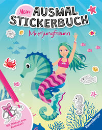 Ravensburger Mein Ausmalstickerbuch Meerjungfrauen - Großes Buch mit über 300 Stickern, viele Sticker zum Ausmalen