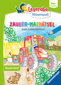 Ravensburger Leserabe Zauber-Malrätsel zum Lesenlernen: Bauernhof (Vor-Lesestufe), Malen auf Zauberpapier, Rätsel, Lesen lernen Vorschule, Rätselbuch ab 5 Jahre