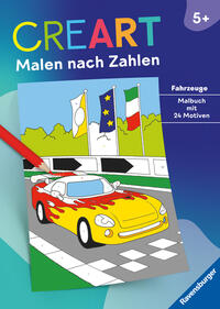 Ravensburger CreArt Malen nach Zahlen ab 5: Fahrzeuge, Malbuch, 24 Motive