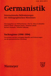 Germanistik / Germanistik, Sachregister (1990-1994) - Cover