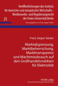 Marktabgrenzung, Marktbeherrschung, Markttransparenz und Machtmissbrauch auf den Großhandelsmärkten für Elektrizität