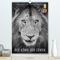 FineArt in Black and White: Der König der Löwen (Premium, hochwertiger DIN A2 Wandkalender 2022, Kunstdruck in Hochglanz)
