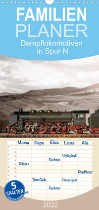 Familienplaner Dampflokomotiven in Spur N (Wandkalender 2022 , 21 cm x 45 cm, hoch)