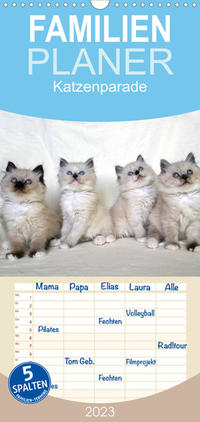Familienplaner Katzenparade (Wandkalender 2023 , 21 cm x 45 cm, hoch)