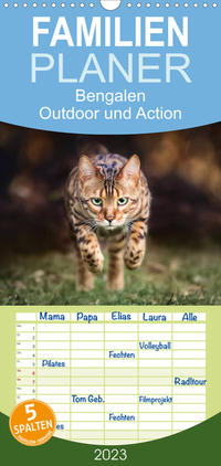 Familienplaner Bengalen Outdoor und Action (Wandkalender 2023 , 21 cm x 45 cm, hoch)