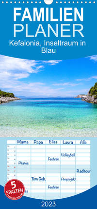 Familienplaner Kefalonia, Inseltraum in Blau (Wandkalender 2023 , 21 cm x 45 cm, hoch)