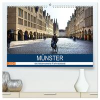 Münster - die liebenswerte Fahrradstadt (hochwertiger Premium Wandkalender 2024 DIN A2 quer), Kunstdruck in Hochglanz