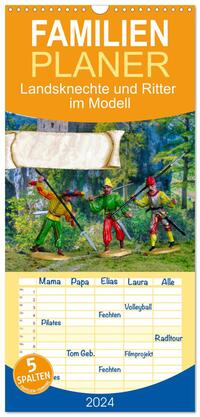 Familienplaner 2024 - Landsknechte und Ritter im Modell mit 5 Spalten (Wandkalender, 21 x 45 cm) CALVENDO