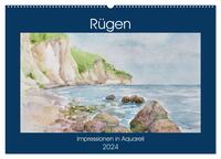Rügen Impressionen in Aquarell (Wandkalender 2024 DIN A2 quer), CALVENDO Monatskalender
