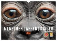 MENSCHEN-AFFEN-KINDER (Wandkalender 2024 DIN A3 quer), CALVENDO Monatskalender