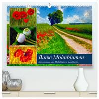 Bunte Mohnblumen - Impressionen der Mohnblüte in Acrylfarbe (hochwertiger Premium Wandkalender 2024 DIN A2 quer), Kunstdruck in Hochglanz