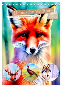 Heimische Wildtiere 2024 (Tischkalender 2024 DIN A5 hoch), CALVENDO Monatskalender