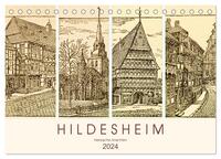 Hildesheim - Historische Ansichten (Tischkalender 2024 DIN A5 quer), CALVENDO Monatskalender
