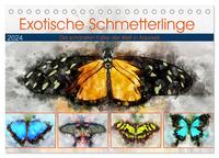 Exotische Schmetterlinge - Die schönsten Falter der Welt in Aquarell (Tischkalender 2024 DIN A5 quer), CALVENDO Monatskalender