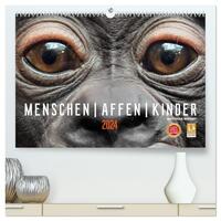 MENSCHEN-AFFEN-KINDER (hochwertiger Premium Wandkalender 2024 DIN A2 quer), Kunstdruck in Hochglanz