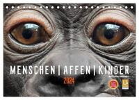MENSCHEN-AFFEN-KINDER (Tischkalender 2024 DIN A5 quer), CALVENDO Monatskalender