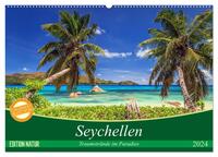Seychellen – Traumstrände im Paradies (Wandkalender 2024 DIN A2 quer), CALVENDO Monatskalender