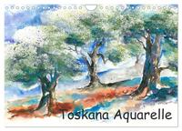 Toskana Aquarelle (Wandkalender 2024 DIN A4 quer), CALVENDO Monatskalender