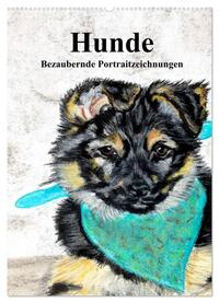 Hunde - Bezaubernde Portraitzeichnungen (Wandkalender 2024 DIN A2 hoch), CALVENDO Monatskalender