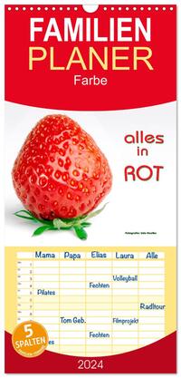 Familienplaner 2024 - Alles in Rot mit 5 Spalten (Wandkalender, 21 x 45 cm) CALVENDO