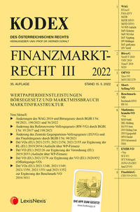 Kodex Finanzmarktrecht Band III 2022
