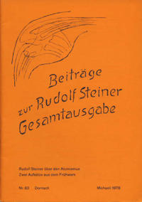 Beiträge zur Rudolf Steiner Gesamtausgabe, Heft 63