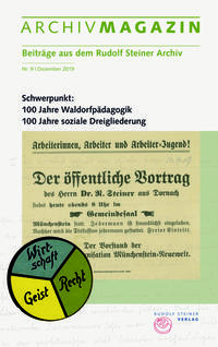 ARCHIVMAGAZIN. Beiträge aus dem Rudolf Steiner Archiv 9/2019