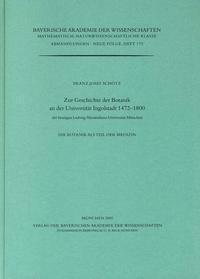 Zur Geschichte der Botanik an der Universität Ingolstadt 1472-1800
