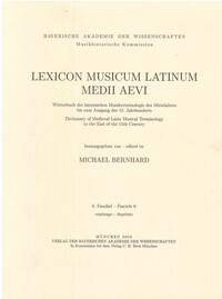 Lexicon Musicum Latinum Medii Aevi 6. Faszikel - Fascicle 6 (coniungo - deprimo)